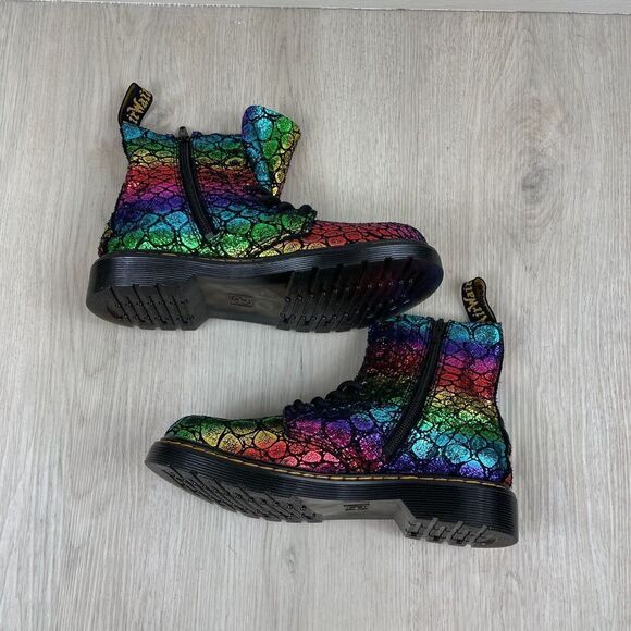 Dr. Martens 1460 Pascal Boot Womens 5 Rainbow Crocodile Metallic - Picture 4 of 7